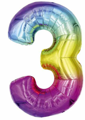 Picture of FOIL BALLOON NUMBER 3 MULTI COLOUR 25 INCH